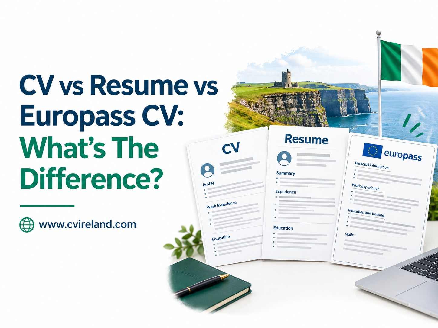 CVs Resumes and Europass in Ireland 100kb